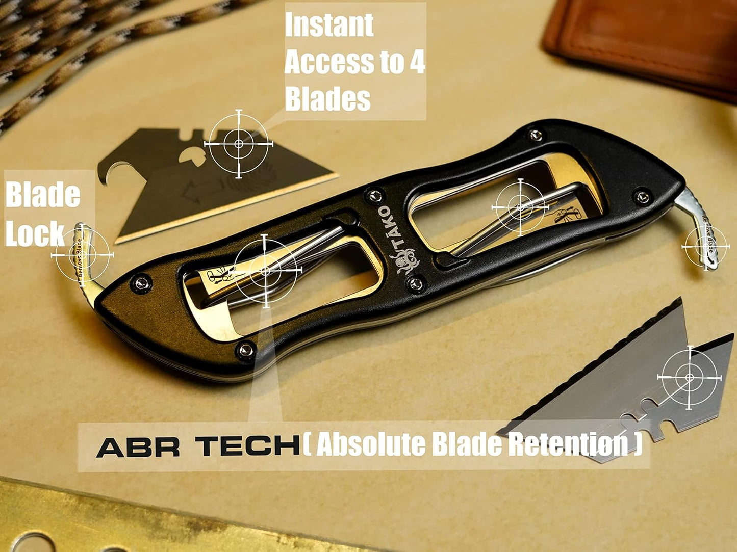 Tako X2- Retractable Utility Knife, Quick Change, Instant Extra Blade Access, Box Cutter, Pocket Knife, Compact