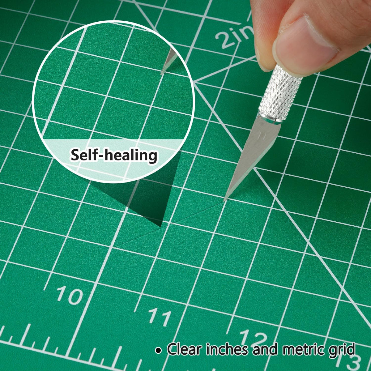 12" x 18" Art Self Healing PVC Cutting Mat, Double Sided, Gridded Rotary Cutting Board for Craft, Fabric, Quilting, Sewing, Scrapbooking Project……