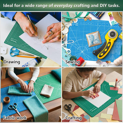 12" x 18" Art Self Healing PVC Cutting Mat, Double Sided, Gridded Rotary Cutting Board for Craft, Fabric, Quilting, Sewing, Scrapbooking Project……