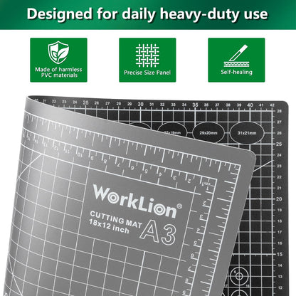 12" x 18" Art Self Healing PVC Cutting Mat, Double Sided, Gridded Rotary Cutting Board for Craft, Fabric, Quilting, Sewing, Scrapbooking Project……