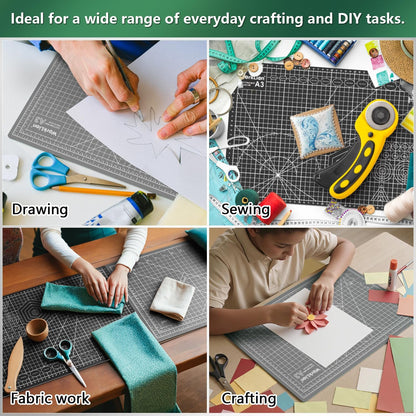 12" x 18" Art Self Healing PVC Cutting Mat, Double Sided, Gridded Rotary Cutting Board for Craft, Fabric, Quilting, Sewing, Scrapbooking Project……