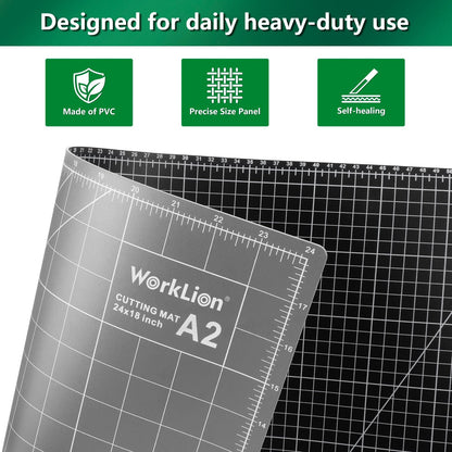 12" x 18" Art Self Healing PVC Cutting Mat, Double Sided, Gridded Rotary Cutting Board for Craft, Fabric, Quilting, Sewing, Scrapbooking Project……
