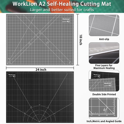 12" x 18" Art Self Healing PVC Cutting Mat, Double Sided, Gridded Rotary Cutting Board for Craft, Fabric, Quilting, Sewing, Scrapbooking Project……