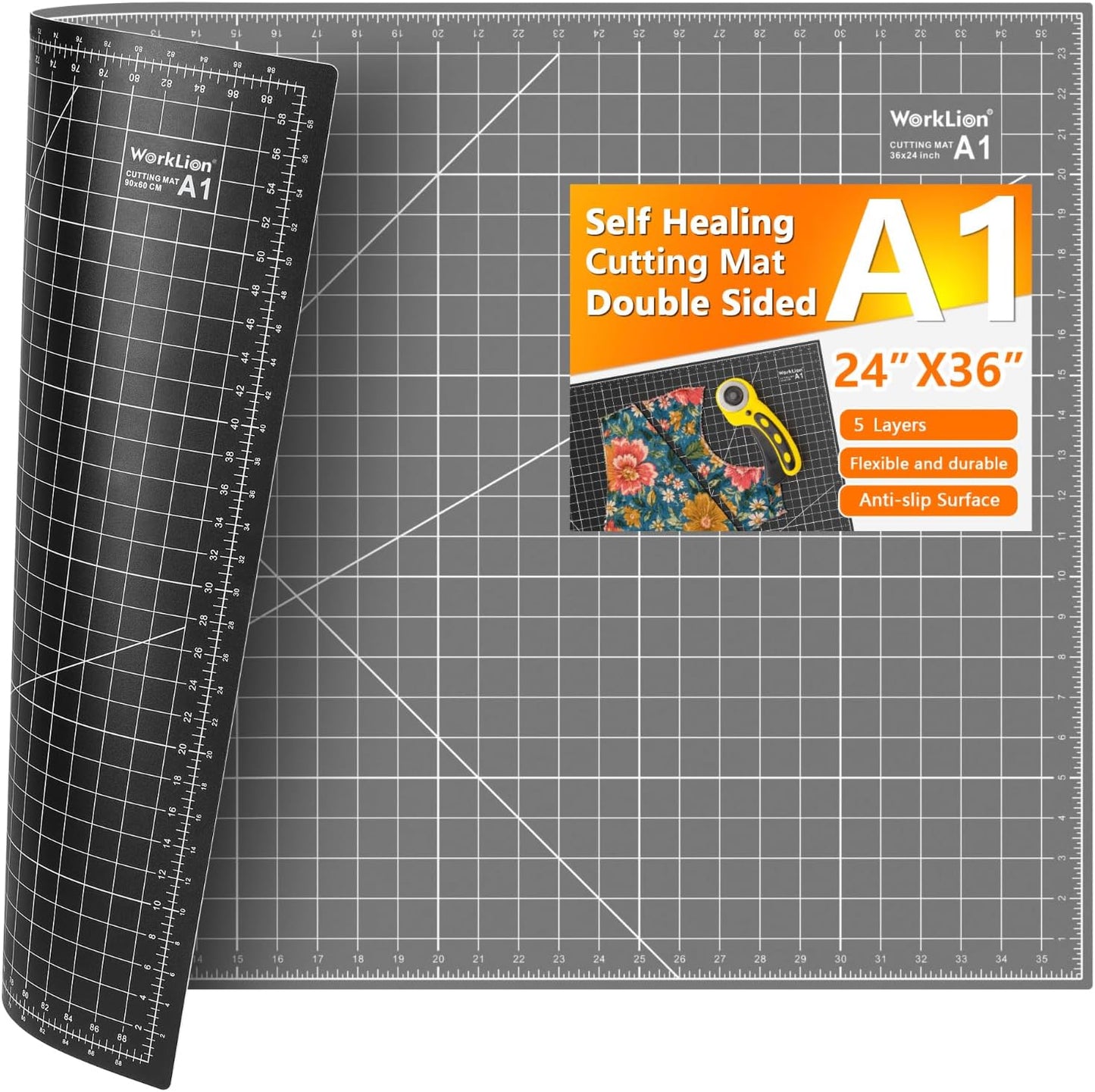 12" x 18" Art Self Healing PVC Cutting Mat, Double Sided, Gridded Rotary Cutting Board for Craft, Fabric, Quilting, Sewing, Scrapbooking Project……