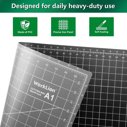 12" x 18" Art Self Healing PVC Cutting Mat, Double Sided, Gridded Rotary Cutting Board for Craft, Fabric, Quilting, Sewing, Scrapbooking Project……