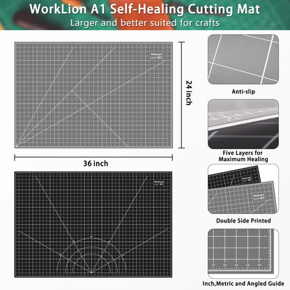 12" x 18" Art Self Healing PVC Cutting Mat, Double Sided, Gridded Rotary Cutting Board for Craft, Fabric, Quilting, Sewing, Scrapbooking Project……
