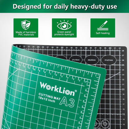 12" x 18" Art Self Healing PVC Cutting Mat, Double Sided, Gridded Rotary Cutting Board for Craft, Fabric, Quilting, Sewing, Scrapbooking Project……