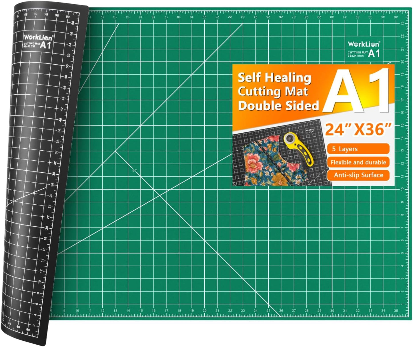12" x 18" Art Self Healing PVC Cutting Mat, Double Sided, Gridded Rotary Cutting Board for Craft, Fabric, Quilting, Sewing, Scrapbooking Project……