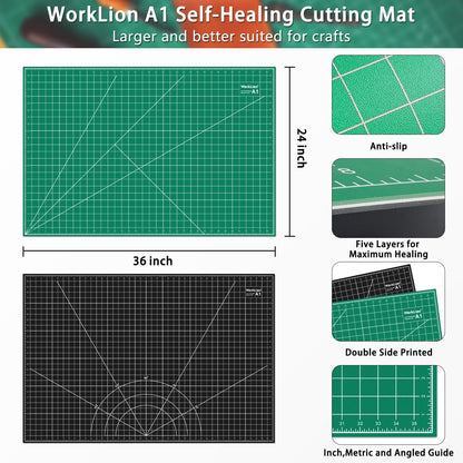 12" x 18" Art Self Healing PVC Cutting Mat, Double Sided, Gridded Rotary Cutting Board for Craft, Fabric, Quilting, Sewing, Scrapbooking Project……