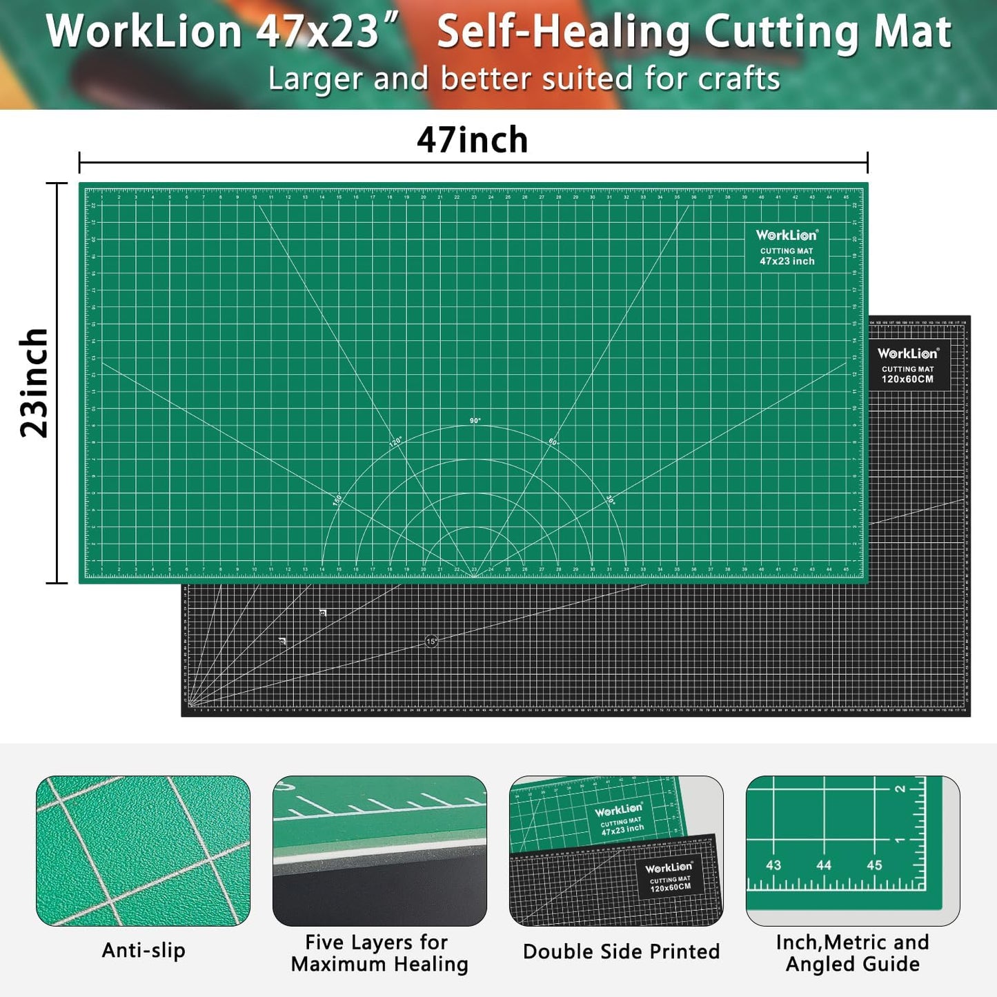 12" x 18" Art Self Healing PVC Cutting Mat, Double Sided, Gridded Rotary Cutting Board for Craft, Fabric, Quilting, Sewing, Scrapbooking Project……