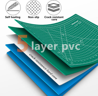 12" x 18" Art Self Healing PVC Cutting Mat, Double Sided, Gridded Rotary Cutting Board for Craft, Fabric, Quilting, Sewing, Scrapbooking Project……