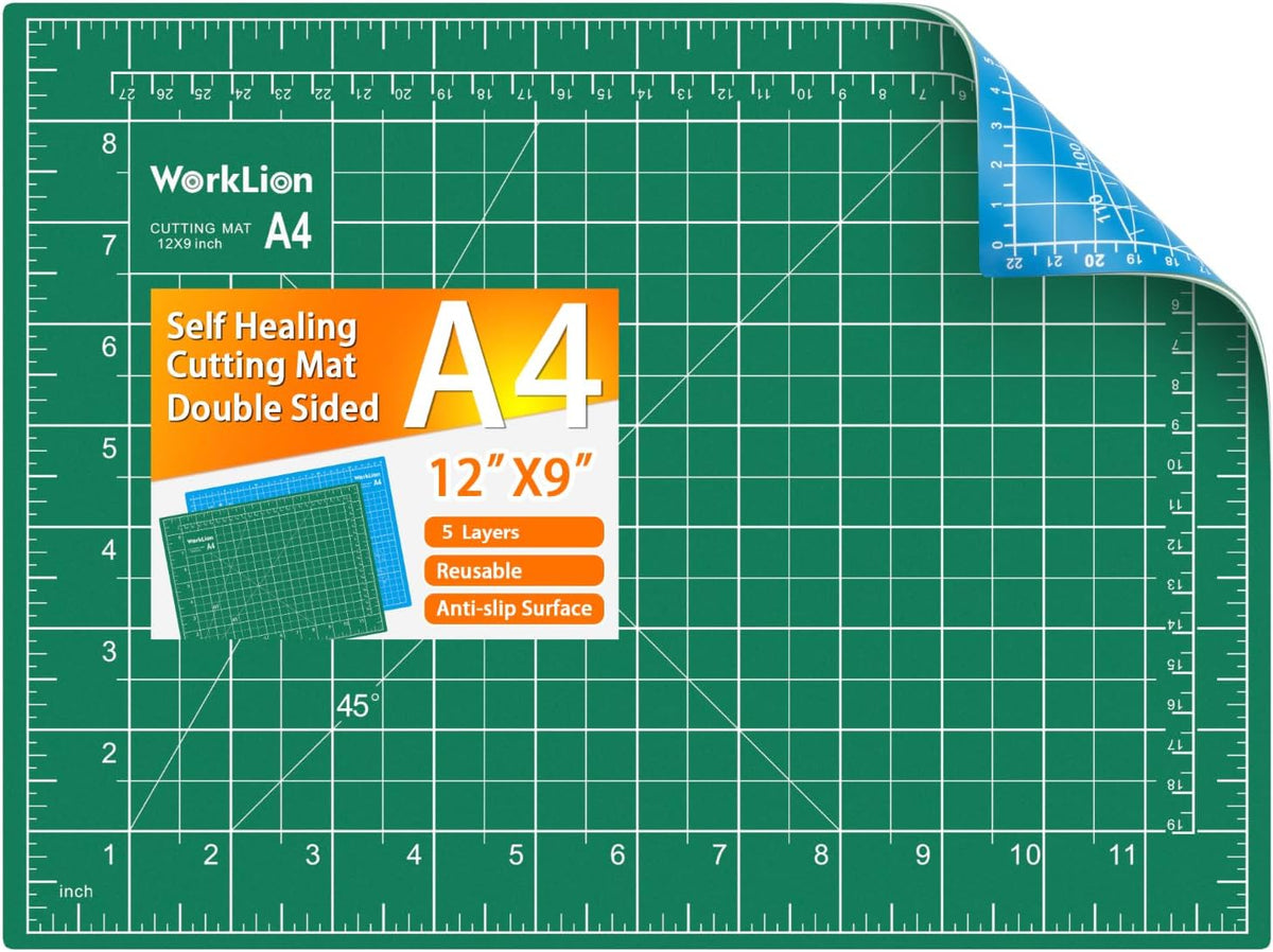 12" x 18" Art Self Healing PVC Cutting Mat, Double Sided, Gridded Rotary Cutting Board for Craft, Fabric, Quilting, Sewing, Scrapbooking Project……
