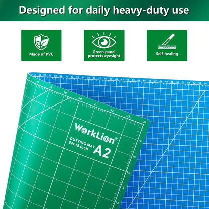 12" x 18" Art Self Healing PVC Cutting Mat, Double Sided, Gridded Rotary Cutting Board for Craft, Fabric, Quilting, Sewing, Scrapbooking Project……