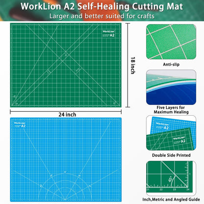 12" x 18" Art Self Healing PVC Cutting Mat, Double Sided, Gridded Rotary Cutting Board for Craft, Fabric, Quilting, Sewing, Scrapbooking Project……
