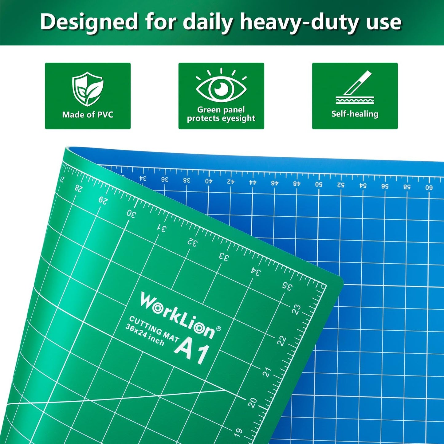12" x 18" Art Self Healing PVC Cutting Mat, Double Sided, Gridded Rotary Cutting Board for Craft, Fabric, Quilting, Sewing, Scrapbooking Project……