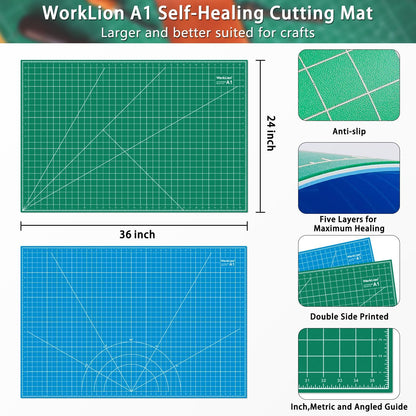 12" x 18" Art Self Healing PVC Cutting Mat, Double Sided, Gridded Rotary Cutting Board for Craft, Fabric, Quilting, Sewing, Scrapbooking Project……