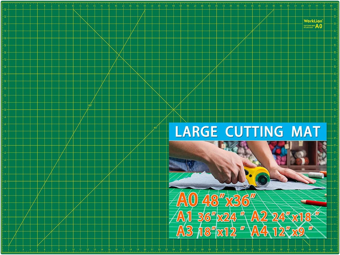 12" x 18" Art Self Healing PVC Cutting Mat, Double Sided, Gridded Rotary Cutting Board for Craft, Fabric, Quilting, Sewing, Scrapbooking Project……