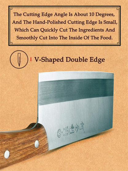 Cleaver Knife 7 Inch – Chinese Chef Knife with rosewood Handle, Vegetable Meat Cleaver Knife with case, Anti-rust Kitchen Knife for Cooking