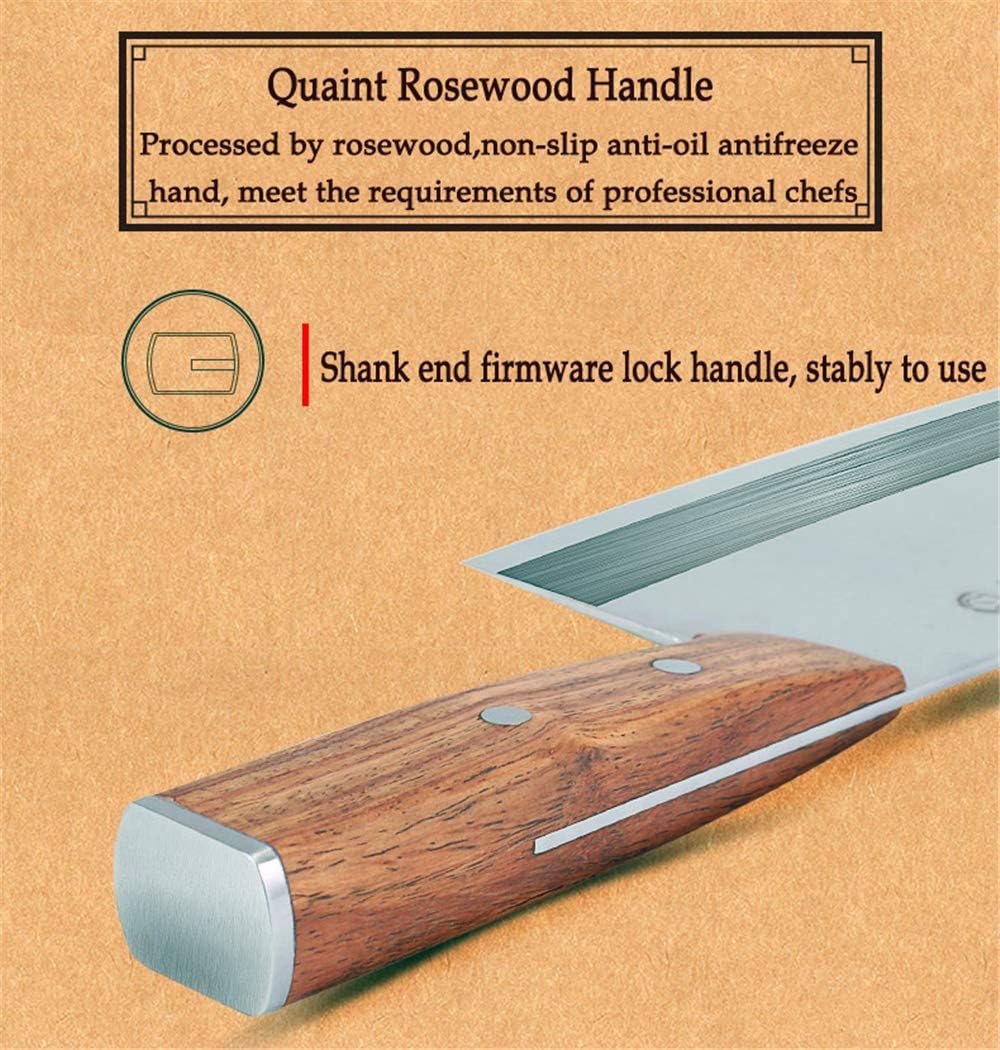 Cleaver Knife 7 Inch – Chinese Chef Knife with rosewood Handle, Vegetable Meat Cleaver Knife with case, Anti-rust Kitchen Knife for Cooking