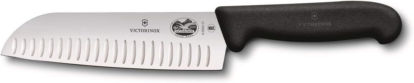 VIC-5.2523.17 Fibrox Pro Santoku 7" Granton Blade 1½" Width at Handle Black