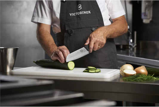 VIC-5.2523.17 Fibrox Pro Santoku 7" Granton Blade 1½" Width at Handle Black