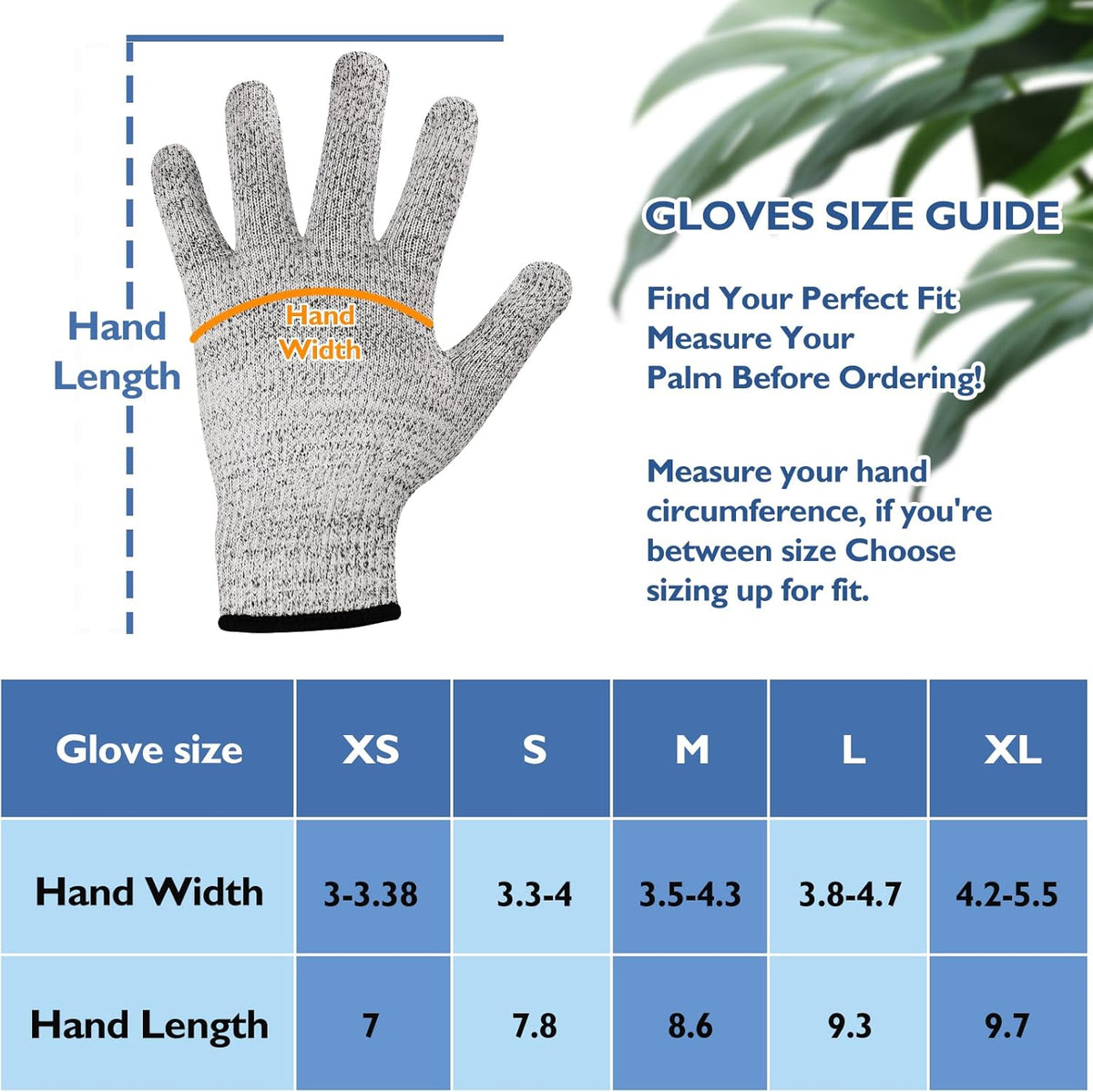 Cut Resistant Gloves, Level 5 Protection, Food Grade Safety Gloves for Mandolin Slicing, Multiple Sizes