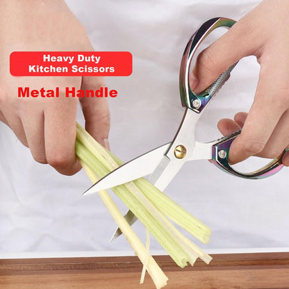 Stainless Steel Kitchen Shears - 2-Pack Heavy Duty All-Purpose Meat Scissors for Poultry, Cooking & Food Preparation
