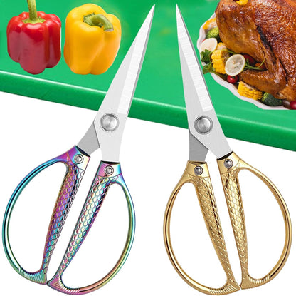 Stainless Steel Kitchen Shears - 2-Pack Heavy Duty All-Purpose Meat Scissors for Poultry, Cooking & Food Preparation
