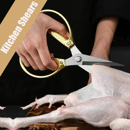Stainless Steel Kitchen Shears - 2-Pack Heavy Duty All-Purpose Meat Scissors for Poultry, Cooking & Food Preparation