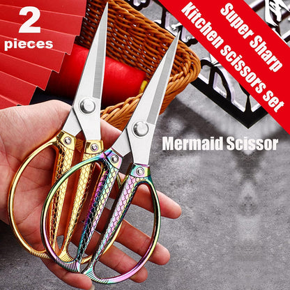 Stainless Steel Kitchen Shears - 2-Pack Heavy Duty All-Purpose Meat Scissors for Poultry, Cooking & Food Preparation