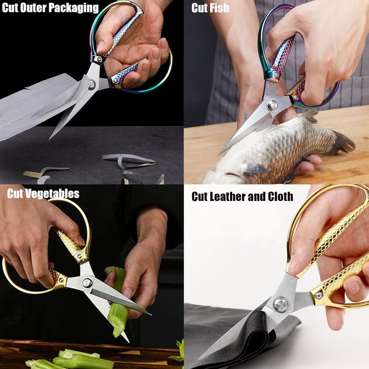 Stainless Steel Kitchen Shears - 2-Pack Heavy Duty All-Purpose Meat Scissors for Poultry, Cooking & Food Preparation