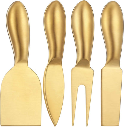 4 Pcs Gold Cheese Knives Set Stainless Steel Knife for Charcuterie