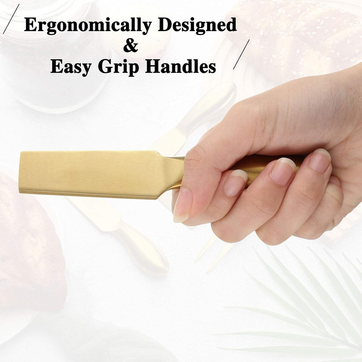 4 Pcs Gold Cheese Knives Set Stainless Steel Knife for Charcuterie