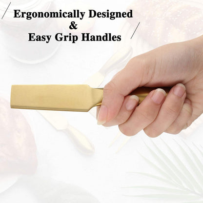 4 Pcs Gold Cheese Knives Set Stainless Steel Knife for Charcuterie