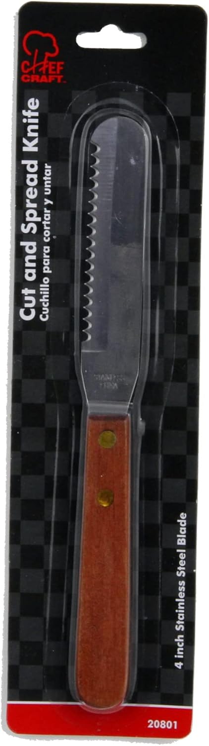 Select Stainless Steel Cut and Spread Knife, 4 inch blade 8 inches in length, Wood Handled