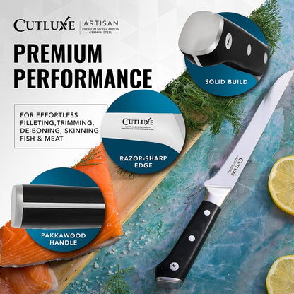 Boning Knife, 6" Razor Sharp Fillet Knife for Meat Cutting | High Carbon German Steel, Full Tang Ergonomic Handle – Deboning & Trimming, Grilling Gift for Men