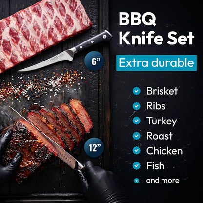 Boning Knife, 6" Razor Sharp Fillet Knife for Meat Cutting | High Carbon German Steel, Full Tang Ergonomic Handle – Deboning & Trimming, Grilling Gift for Men