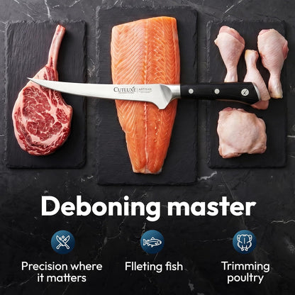 Boning Knife, 6" Razor Sharp Fillet Knife for Meat Cutting | High Carbon German Steel, Full Tang Ergonomic Handle – Deboning & Trimming, Grilling Gift for Men