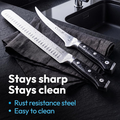 Boning Knife, 6" Razor Sharp Fillet Knife for Meat Cutting | High Carbon German Steel, Full Tang Ergonomic Handle – Deboning & Trimming, Grilling Gift for Men
