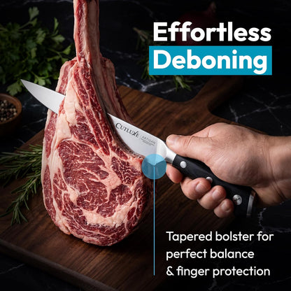 Boning Knife, 6" Razor Sharp Fillet Knife for Meat Cutting | High Carbon German Steel, Full Tang Ergonomic Handle – Deboning & Trimming, Grilling Gift for Men
