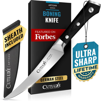 Boning Knife, 6" Razor Sharp Fillet Knife for Meat Cutting | High Carbon German Steel, Full Tang Ergonomic Handle – Deboning & Trimming, Grilling Gift for Men