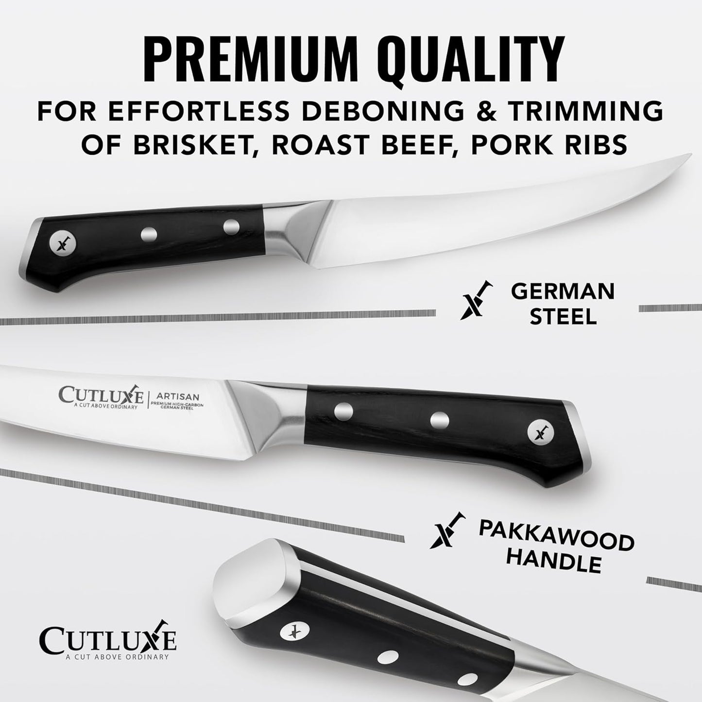 Boning Knife, 6" Razor Sharp Fillet Knife for Meat Cutting | High Carbon German Steel, Full Tang Ergonomic Handle – Deboning & Trimming, Grilling Gift for Men