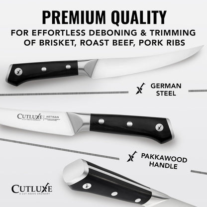 Boning Knife, 6" Razor Sharp Fillet Knife for Meat Cutting | High Carbon German Steel, Full Tang Ergonomic Handle – Deboning & Trimming, Grilling Gift for Men