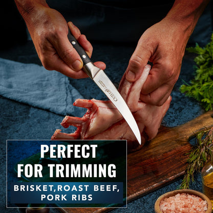 Boning Knife, 6" Razor Sharp Fillet Knife for Meat Cutting | High Carbon German Steel, Full Tang Ergonomic Handle – Deboning & Trimming, Grilling Gift for Men
