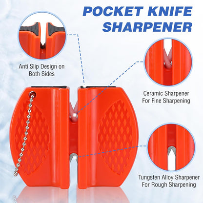 4-Piece Fish Fillet Set, Cleaning Kit | 7" Fillet Knife, ANSI A7 Cut Resistant Gloves, Foldable Fish Board with Clamp, Knife Sharpener, for Easy Cleaning, Cutting