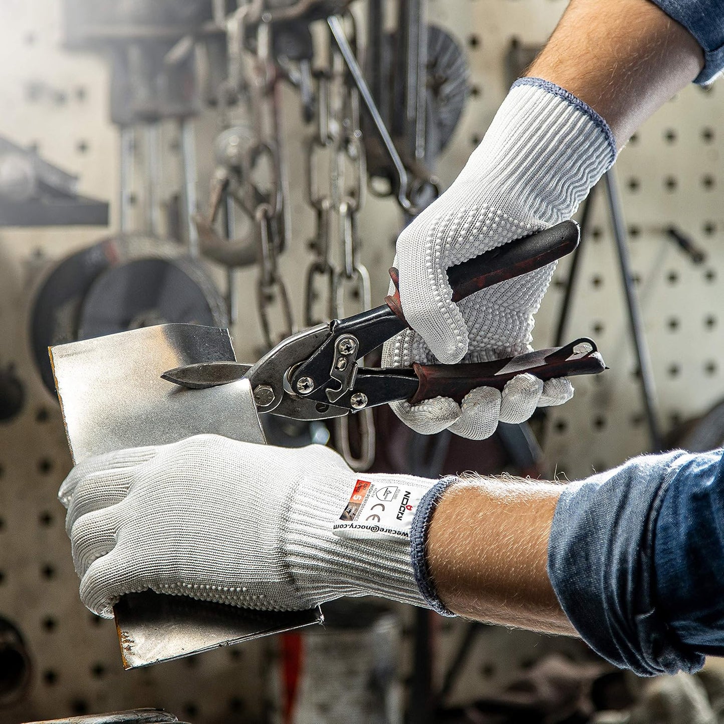 Superior Heavy Duty Cut Resistant Work Gloves with Grip Dots, Level 5 | Durable Cut Proof Gloves, Reinforced Protection, Secure Grip, Breathable, Machine Washable, For Chefs Wood Carving & Glass