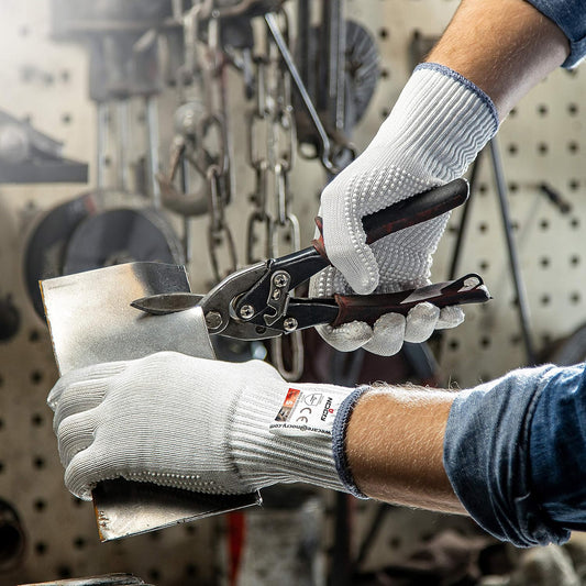Superior Heavy Duty Cut Resistant Work Gloves with Grip Dots, Level 5 | Durable Cut Proof Gloves, Reinforced Protection, Secure Grip, Breathable, Machine Washable, For Chefs Wood Carving & Glass