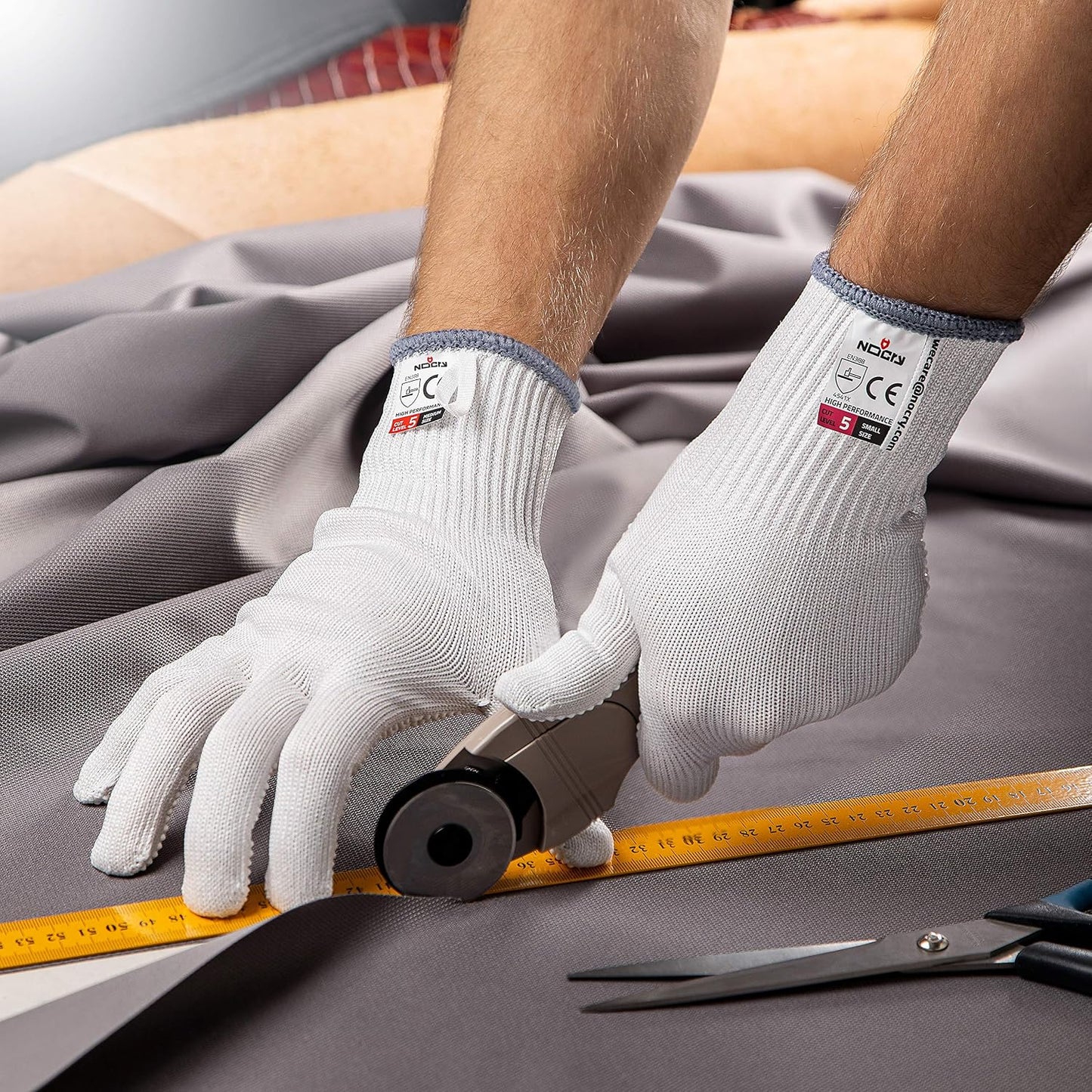 Superior Heavy Duty Cut Resistant Work Gloves with Grip Dots, Level 5 | Durable Cut Proof Gloves, Reinforced Protection, Secure Grip, Breathable, Machine Washable, For Chefs Wood Carving & Glass
