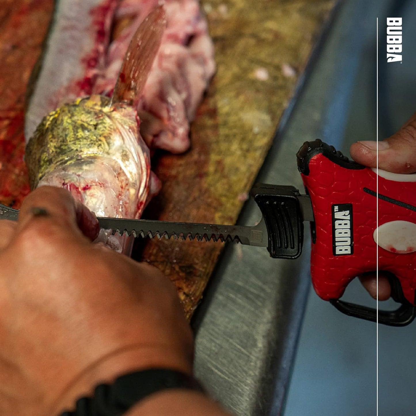 Li-Ion Cordless Electric Fillet Knife with Non-Slip Grip Handle, 4 Ti-Nitride S.S. Coated Non-Stick Reciprocating Blades, Charger and Case for Fishing