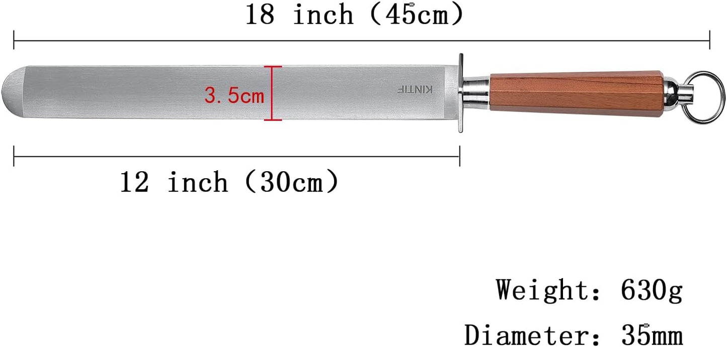 Heavy-Duty Sharpening Steel 12 inch Honing Steel Knife Sharpeners Flat Honing Rod, Fine Cut, High hardness, Ideal For Butcher Knives and Chef Knives
